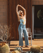 Free Fall High-Waist Denim Pants - Surf Spray