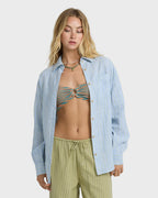 Wanderer Long Sleeve Woven Top - Twilight Blue