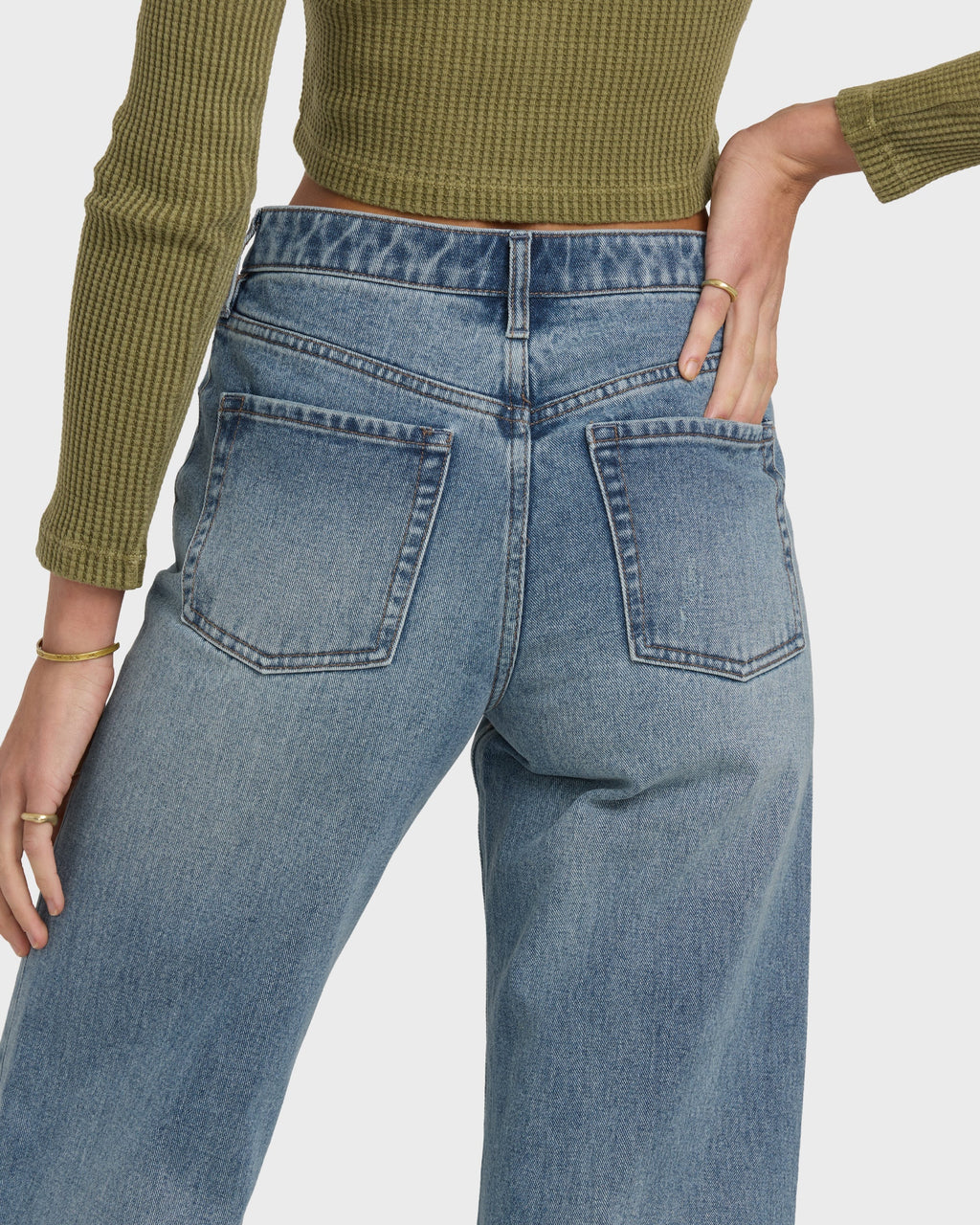 Free Fall High-Waist Denim Flare Pants - Atlantic Deep
