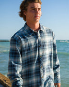 Coastline Long Sleeve Flannel Shirt - China Blue