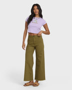 Free Fall High-Waist Twill Pants - Martini Olive