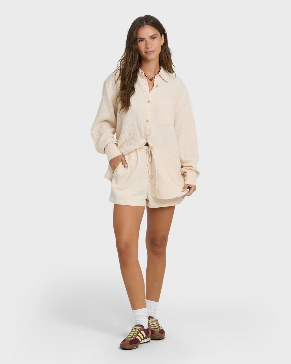 Wanderer Long Sleeve Woven Shirt - Dove