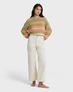 Free Fall High-Waist Twill Pants - Sea Salt