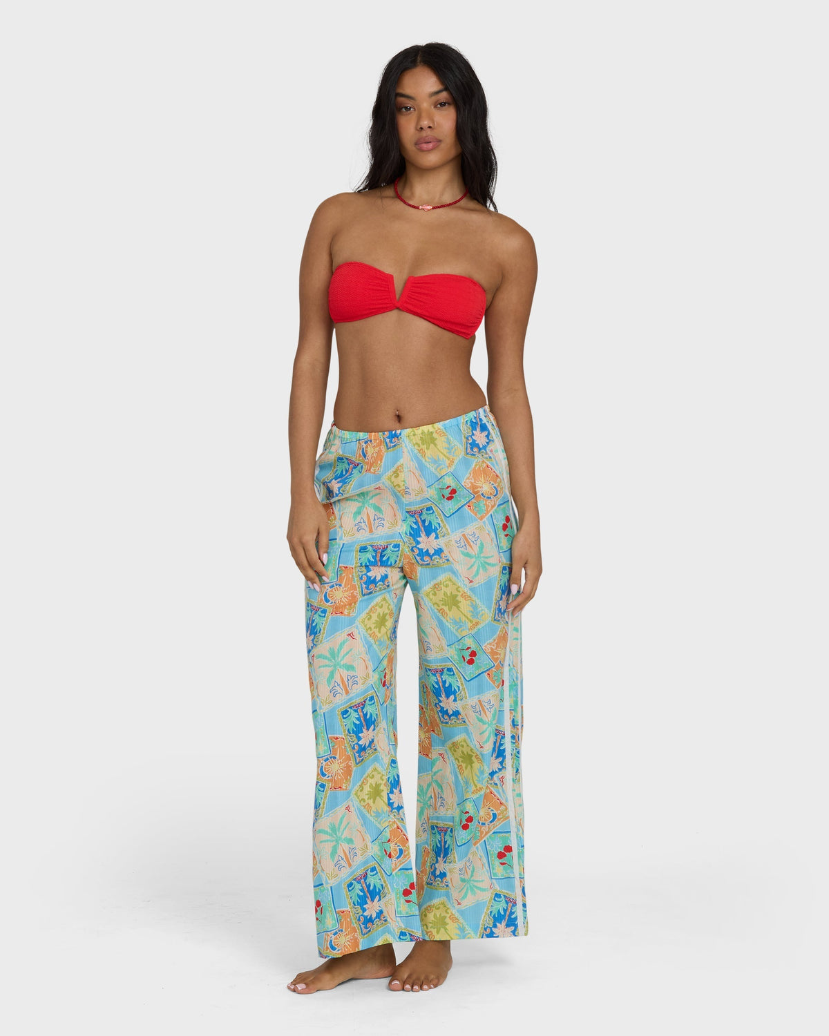 Palm Grove Elastic Waist Pants - Dream Blue