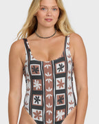 Stay Grounded Tanker One Piece Swimsuit - Brown Stone