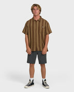 Sundays Jacquard Short Sleeve Woven Shirt - Vintage Khaki