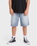 Bad Dog Workwear Denim Shorts - Bleached Blue Wash