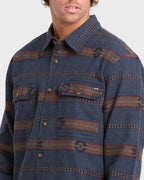 Offshore Jacquard Long Sleeve Flannel Shirt - True Navy
