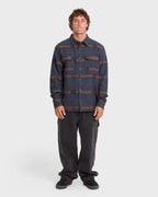 Offshore Jacquard Long Sleeve Flannel Shirt - True Navy