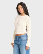 Sweet Clare Crewneck Sweater - White Cap