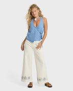 Lyla Saltwashed Halter Top - Sea Blue