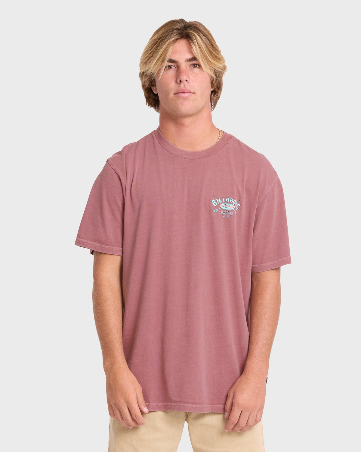 Heritage Arch Wave Washed Premium Short Sleeve Cotton T-Shirt - Red Dahlia