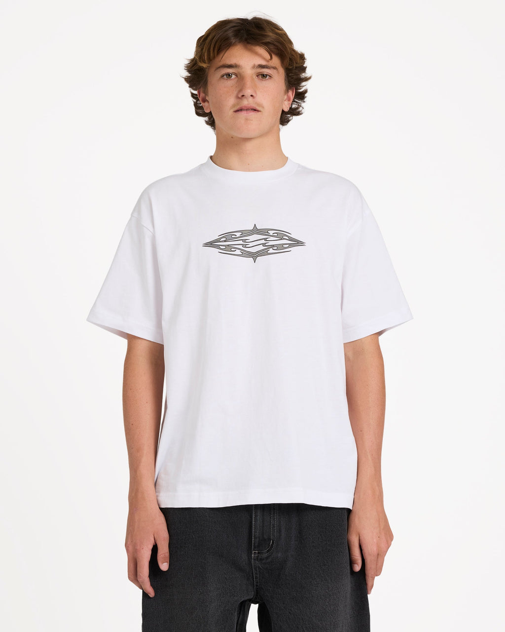 Tribal Diamonds Short Sleeve Knit T-Shirt - White